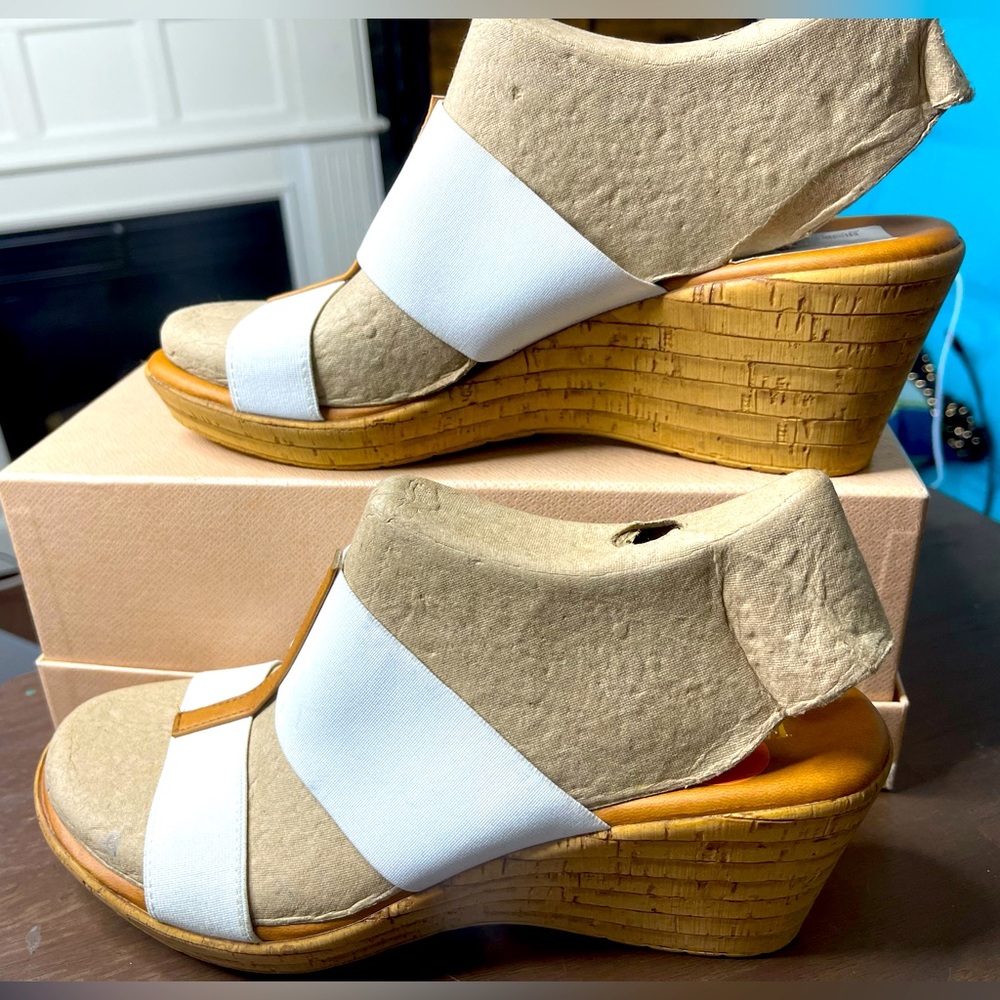 Cork Bottom White Wedge Sandal